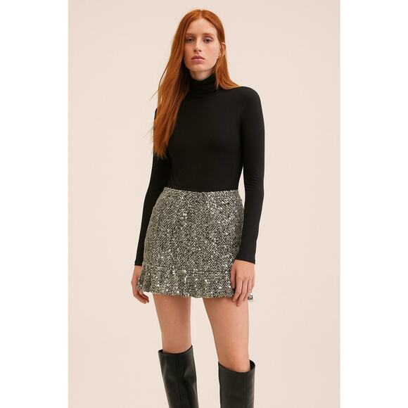 Antonio Melani Nyomi Y2K Sequin Tweed Flouncy Flirty Mini Skirt 14 NWT - Picture 1 of 7